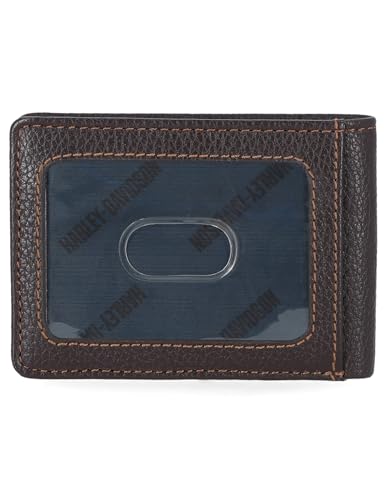 Harley-Davidson Men's Genuine Leather Rfid Blocking Wallet - color: Brown (Slim Front Pocket Billfold)