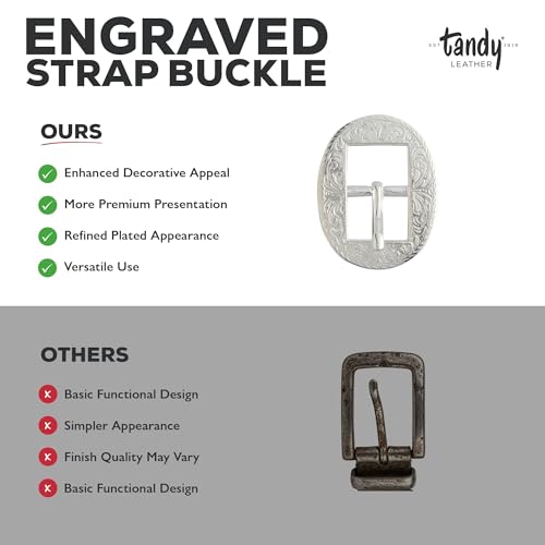 Tandy Leather Engraved Strap Buckle - Secure and Reliable Design Adds Classic Detail to Leather Craft Projects for Stylish Finish - Fits Belts, Guitar Straps, Bags, Harnesses - 3/4 Inch