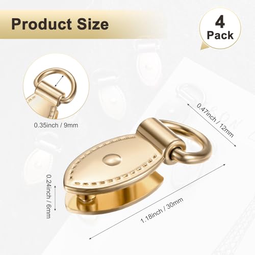M METERXITY 4-Pack Bag Side Clip Buckle, Metal Purse Suspension Clasp Leaf Shape Handbag Chain Strap Connector with D Ring for Purse/Keyring/DIY Crafts Hardware Accessories [Light Gold] - color: Light Gold