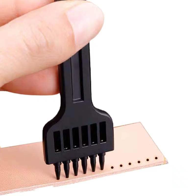 4mm 2/4/6 Claw Tooth Leather Stitching Chisels Round Hole Punching Tool Set for DIY Leather Craft - size: 4mm2+4+6