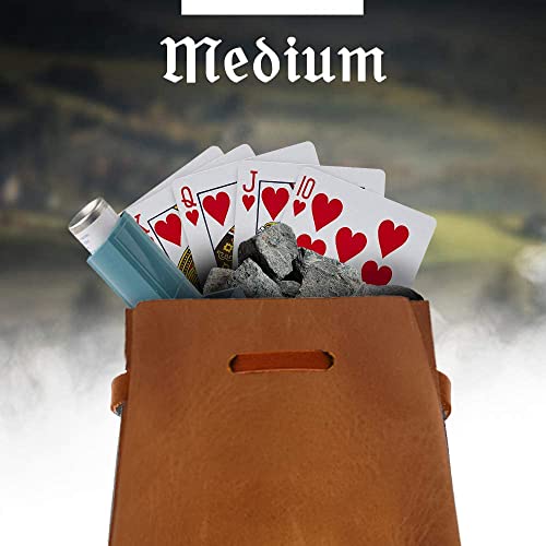 Leather Drawstring Pouch, Coin Bag, Medicine Tobacco Pouch Medieval Reenactment Made in U.S.A. by Nabob Leather Size 5.75" x 4.25" - color: Rustic Orange, style: Medium