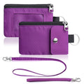 Artpaxy Minimalist Wallet For Mens Womens, Keychain RFID Blocking Zipper Small Wallet with ID Window 2 Lanyards,Water Resistant Travel Cash Card Coin Case Boys Girls - color: Purple