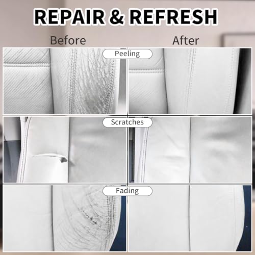 Leather Recoloring Balm,8.5oz Leather Color Restorer,White Leather Repair kit for Furniture and Car Interior,Leather Couch Scratch Repair,Leather Dye Paint for Faded,Cracked and Damaged Leather - color: White, size: Leather Recoloring Balm