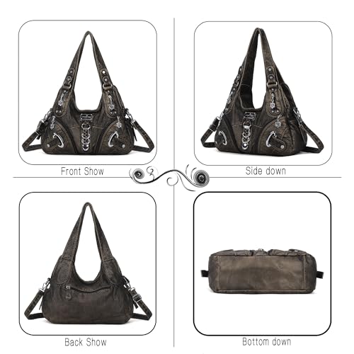 Angelkiss Hobo Purses and handbags for Women Satchel Handbag Women Purses Large Daily Shoulder Bags - color: 801bronze