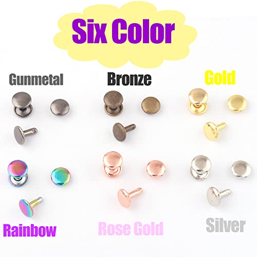 Rose Gold Tubular Double Cap Rivets - 10mm Metal Button Round Rapid Rivet Rivet Studs for Purse Handbags Shoes Belts Leather Craft(10mm Rose Gold 100pcs) | Metal Button Round Rapid Rivet, Rivet Studs, For Purse Handbags Shoes Belts, Leather Craft - color: