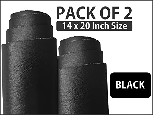 2 Pieces of Black 14x20 Inch Genuine Leather Pieces Real Cowhide Full Grain Sheets for Crafting Leatherworking Leathercraft Repair Crafts Offcuts TPS13526 - color: 2 Pieces of 14x20 Inch (Black)