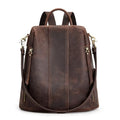 S-ZONE Leather Backpack Purses for Women Antitheft Rucksack Shoulder Bag Medium | Genuine Leather, Medium Fits 9.7-inch Tablet, for Work Travel Daily Commute, Multi Pockets, Adjustable Dual Straps - color: 3-deep Brown