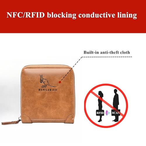 Leather Wallets for Men with RFID Blocking Multi Card Slot Separate ID Card window… (khaki2002) - color: khaki2002