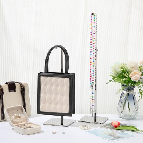 Maitys 4 Pack Purse Display Stands - Adjustable Height Handbag Display Stand Metal Bag Rack Handbag Stand Holder Single Hanging Hook Bag Stands for Boutique Store (Silver) - color: Silver