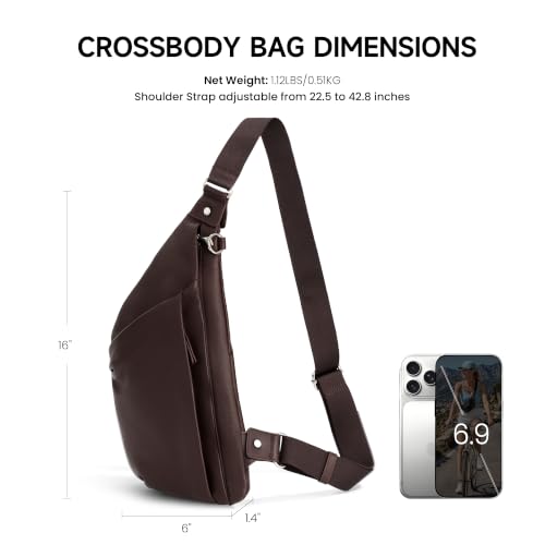 befen Genuine Leather Anti-Theft Crossbody Sling Bag for Women & Men, Slim | Multi Pockets, RFID Blocking Protection, 8 Card Slots, Lightweight, Soft Real Leather, Unisex Daily Travel Outdoor Carry - color: Coffee