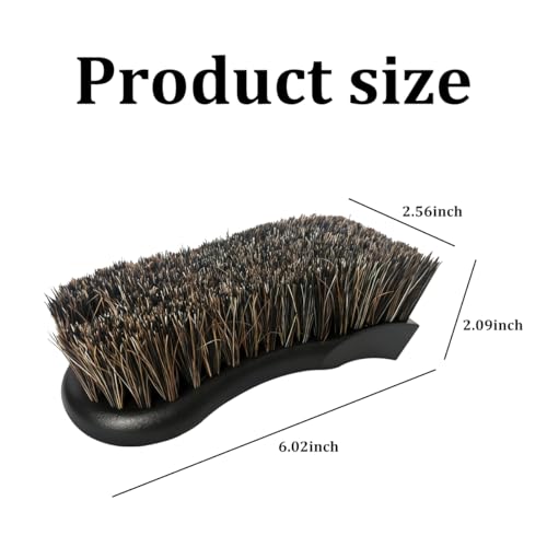 Leather Cleaning Brush for Car Interior, Long Bristle Horse Hair Vehicle Leather Cleaner Brush, Scratch-Free Automotive Interior Seat Cleaner, Universal for Vehicles (Black) - color: Black