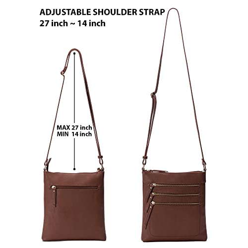 Solene Crossbody Bag Functional Multi Pocket Messenger Purse Top Zip Closure Shoulder Handbag With Adjustable Strap - color: Coffee
