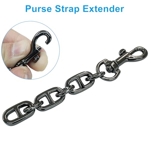 Purse Strap Extender, Metallic Black, 2Pcs, 4.7 Inch | Metal Chain, Replacement for Shoulder Bag, Replacement for Crossbody Bag - color: Metallic Black
