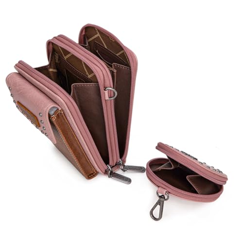 Wrangler 3Pcs Doctor Bag Sets for Women Top-handle Satchel Bag with Cell Phone Handbag and Coin Purse - color: Pink