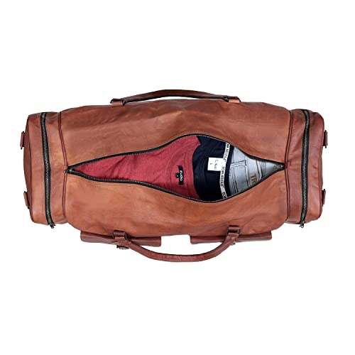 Leather Duffle Bag for Men Luggage Handmade Travel Bag Carry On Luggage Weekender Bags Overnight Gym Sports Cabin Holdall Bag For Airplanes Men And Women (30 Inch Brown) - size: 30 inch