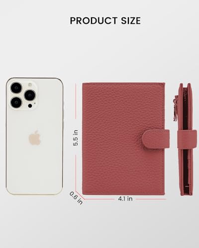 Karmiir RFID Passport Holder Travel Wallet for Women, Leather Passport Cover Wallet with Card Holders SIM Slots,Zippered Coins Pocket and Cash Slot Slim Compact Travel Wallet (Brick Red) - color: Brick Red