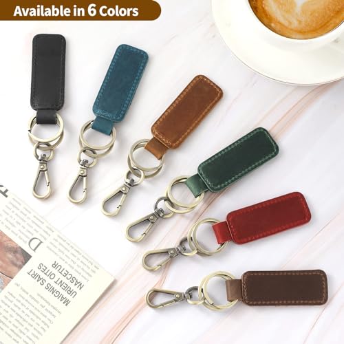 Jack&Chris Genuine Leather Car Keychain, Universal Key Fob Keychain, Leather Key Chain Holder for Men and Women, JC306 - color: Black*2
