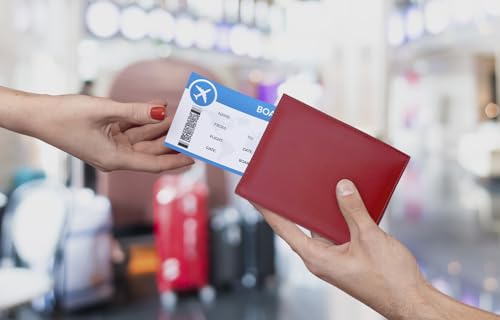 Red RFID Genuine Leather Passport Wallet - color: Red