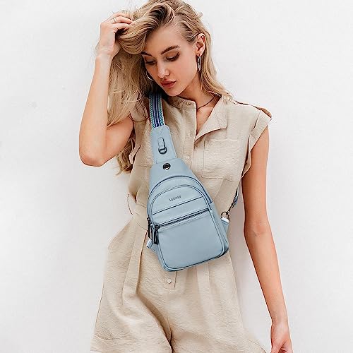 LATMAP 7L Sling Bag For Women Faux Leather Anti Theft Small Casual Daypack Backpack Fanny Pack Crossbody Chest Bags Purse Waterproof Light Blue - color: 7l-light Blue
