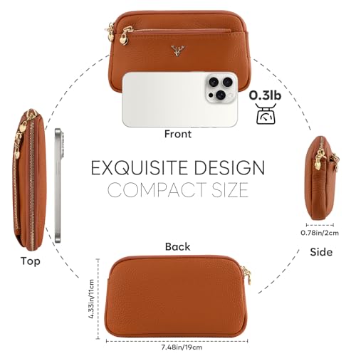Genuine Leather Wristlet Wallets for Women Clutch Purse with Detachable Strap Slim Phone Wallet for Travel Wedding - color: Brown