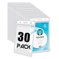 BESARME 30 Pack Vertical ID Badge Holders, Clear Waterproof PVC - size: 30 Pack