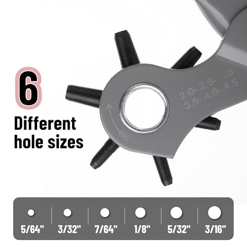 UNCO- Leather Hole Punch Tool, Multi Hole Sizes for Belts and Leather, Belt Hole Puncher, Green Handle - color: Green