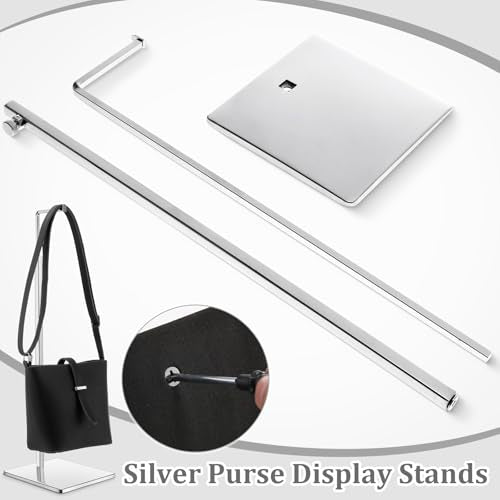 Maitys 4 Pack Purse Display Stands - Adjustable Height Handbag Display Stand Metal Bag Rack Handbag Stand Holder Single Hanging Hook Bag Stands for Boutique Store (Silver) - color: Silver