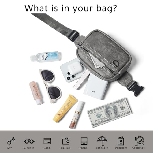 Leresas 2L Fanny Pack for Women Belt Bag Waist Purse Waist Bag Vegan Leather Fanny Pack Travel Waist Pouch Dark Grey - color: Dark Grey