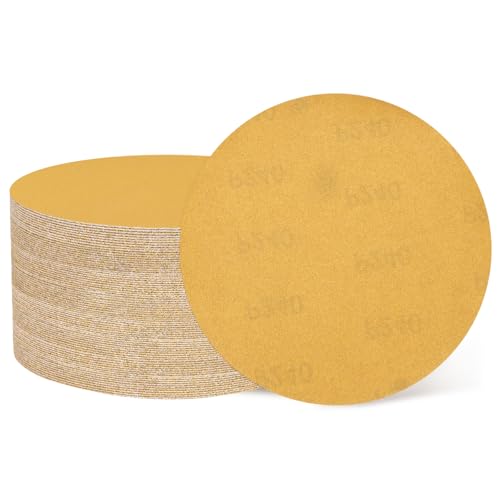 HARFINGTON 100 Pcs 5 Inch Sanding Discs 240 Grit Yellow Aluminum Oxide - size: 5 Inch(240 Grit)
