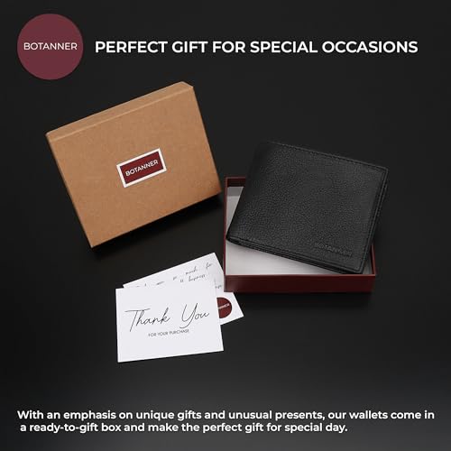 Mens Leather Flip ID Wallet RFID Blocking, 8 Credit Card Slots, 2 ID Window, 2 Sections for Bills, 3 Hidden Pockets | Black - color: Black, size: 8 Card + 2 ID