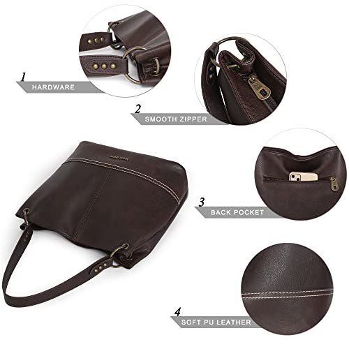 Purses for Women Hobo Bags Slouchy Shoulder Bag Tote Handbags | Stylish for Everyday Use, Zip-top Closure, Back Anti-theft Pocket, 3 Inner Pockets, Comfortable Wide Strap for Dating Errands - color: A-coffee