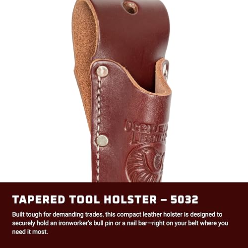 Occidental Leather Tapered Tool Holster - OxyRed - Fits Up to a 3" Belt - Compact, All-Leather Construction - Made in USA