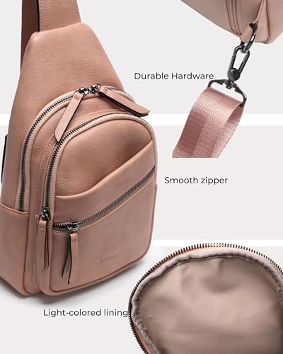 Alldaily Large Sling Bag for Women Crossbody Purse Leather Fashionable Trendy Chest Bag for Travel, Fanny Pack (Dusty Rose) - color: Dusty Rose
