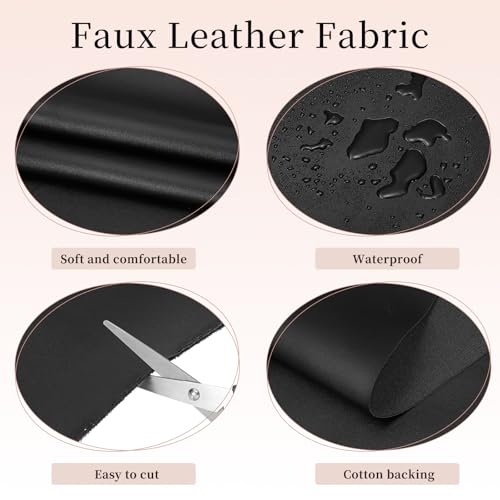 uxcell Marine Vinyl Fabric, 54 Inch 1 Yard Upholstery Faux Leather Soft Waterproof Sheets Fabric for Crafts DIY Sewings Sofa Wallets Handbag Car, Black - color: Black