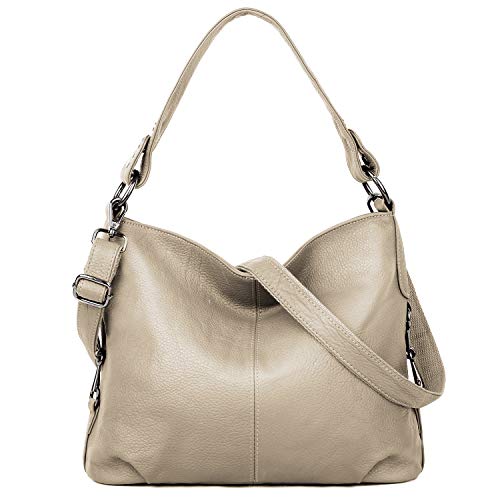 YALUXE Women's Real Leather Shoulder Bags Hobo Handbags Purse Crossbody Bag - color: 2 Apricot