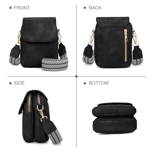 Fashion Small Crossbody Bags for Women Trendy Designer Cell Phone Purses - color: Black