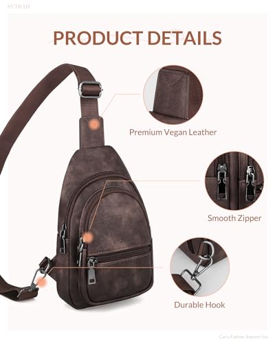 Sling Bag for Women, Crossbody Waist Pack Chest Purse Travel Coffee | Crossbody Purse with Dual Zipper Main Compartment,6 Pockets & 4 Card Slots, Reversible Design, Travel & Daily Use - color: Z-mocha Cofee