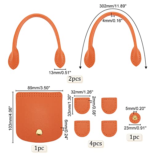 WADORN 8pcs PU Leather Handbag Knitting Kits, DIY Crochet Bag Making Including Sew on Bag Handles Snap Button Bag Covers Handmade Craft Shoulder Bag Making Accessories, Brown - color: Brown