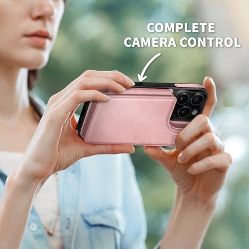 DJDUCK Designed for iPhone 16 Pro Max Case Wallet with Card Holder, [Magnetic Clasp Cover] [RFID Blocking Leather Protection] Shockproof Women Men Cases 6.9 Inch for Apple 16 Pro Max Rose Gold - color: Rose Gold