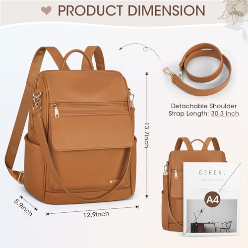 NUBILY Backpack Purse for Women Leather Anti-Theft Mini Backpack Fashion Designer Handbag Convertible Travel Bag Ladies Shoulder Bags, Brown - color: Brown