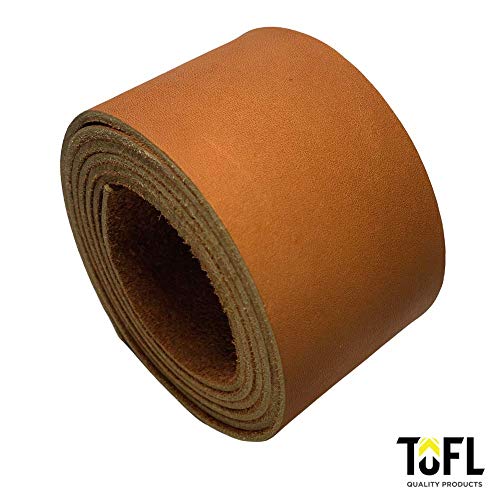 Genuine Top-Grain Leather Strap | 48 Inches Long | 2 Inches Wide | 1/16 Inch Thick (4-5 oz) | 1 Leather Strip for DIY Arts & Craft Projects, Clothing, Jewelry, Wrapping | Tan | 48" L x 2" W x 1/16" Thick | Smooth Grain & Suede Back | Trim, Wraps & Decorat