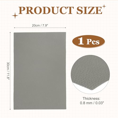 MECCANIXITY Top Grain Leather Sheet 11.8 x 7.9 Inch Natural Cow Leather 0.8mm Fabric Pieces for DIY Craft Furniture Office Belts Notebook Covers, Gray - color: Gray, size: 0.8mm