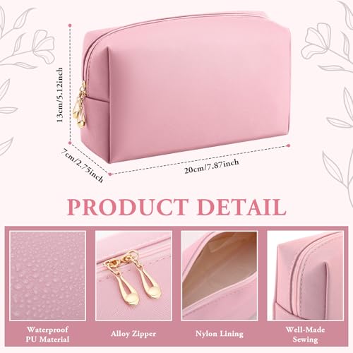 Kigeli Leather Makeup Bag PU Leather Cosmetic Pouch Wide-open Waterproof Toiletry Organizer with Dividers Travel Bag Birthday Valentine's Day Gifts for Women Friend Sister Daughter BFF(Pink) - color: Pink