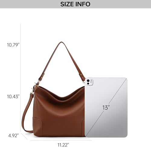 GEMIU Large Bucket Purse Shoulder Handbags Women Soft Leather Crossbody Bag | 2 Compartments, Capacity, 5 Pockets, Shoulder & Crossbody Straps, Soft, Occasions: Travel Trendy Casual - color: Brown
