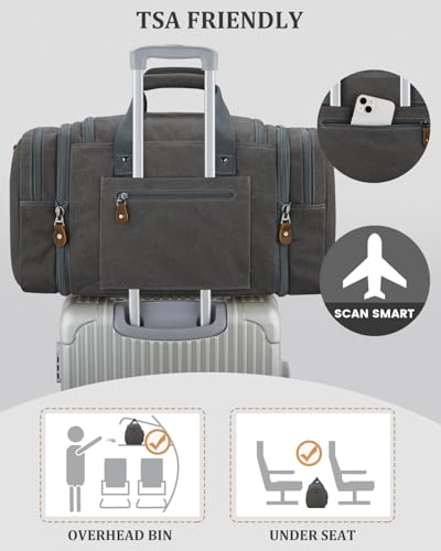Gonex Duffle Bag for Travel, Expandable 60L Overnight Weekender Gym Bag | Water-Resistant Canvas, Wet-Dry Pocket, Luggage Sleeve, Carry-On Size, Detachable Strap, Grey - color: Grey, size: X-Large-60l