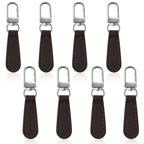 Deoward Zipper Pull Replacement PU Leather Handle Zipper Repair Tab (8 PCS) | Detachable, for Luggage, Backpacks, Suitcases, Jackets, Purses, Handbags - style: Leather Handle Zipper Pulls (Coffee Brown)