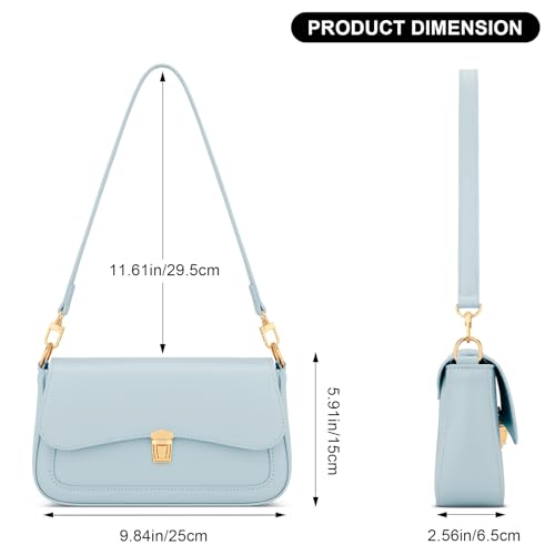 KKXIU Small Shoulder Bag for Women Cute Hobo Handbags Mini Clutch Purses | Classic Trendy Retro Underarm Crossbody Bag with Detachable Straps, Zipper Closure - color: Blue