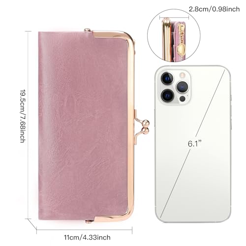 GOIACII Womens Wallet Kiss Lock Bifold Leather Wallets for Women Pink - color: A05 Pink
