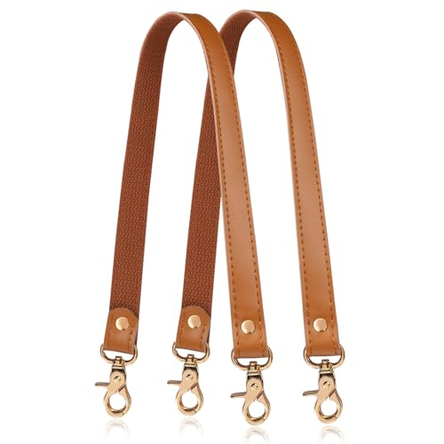 Allzedream Genuine Leather Purse Strap Sewing Canvas Replacement Handbag Shoulder Bag 2 Pcs - color: Camel, Gold Hardware