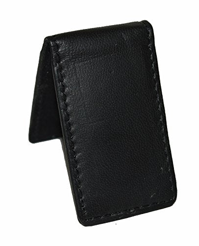 Men's New Leather Strong Magnetic Money Clip (Black) - color: Black